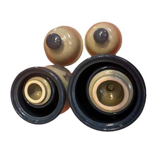 Vintage 1983 Jacaman 4pc Canister Set Blue Rooster Grey Stoneware Flawless EUC - Picture 10 of 11